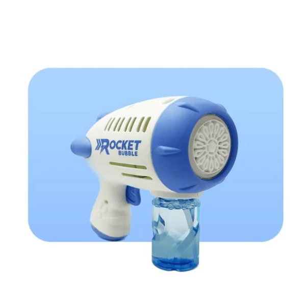 Rocket Bubble Gun, Automatic Bubble Machine for Kids, White and Blue